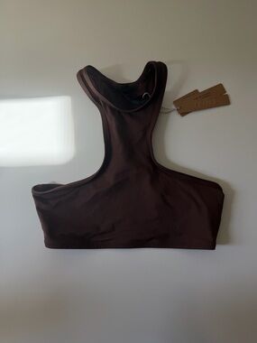 SKIMS Recycled Swim High Neck Racerback Top Cocoa XXS NWT